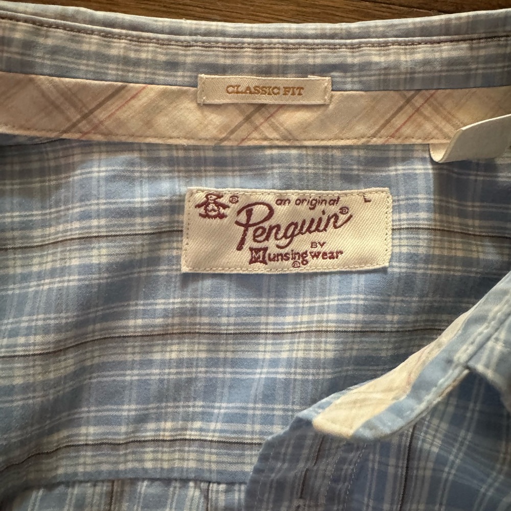 Original Penguin Blue Plaid Casual Button Down Shirt